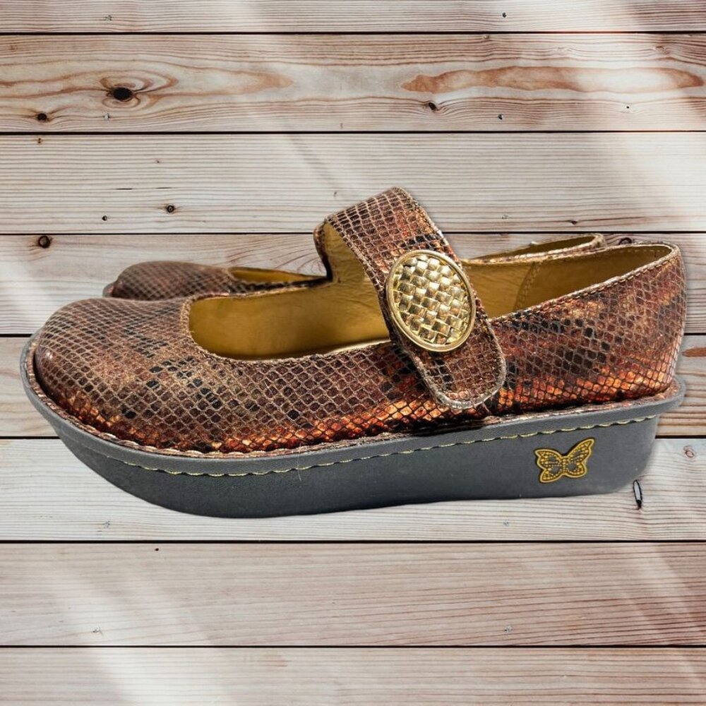 Alegria by PG lite Snakeskin Print Mary Janes Size 36 (US 5.5)
